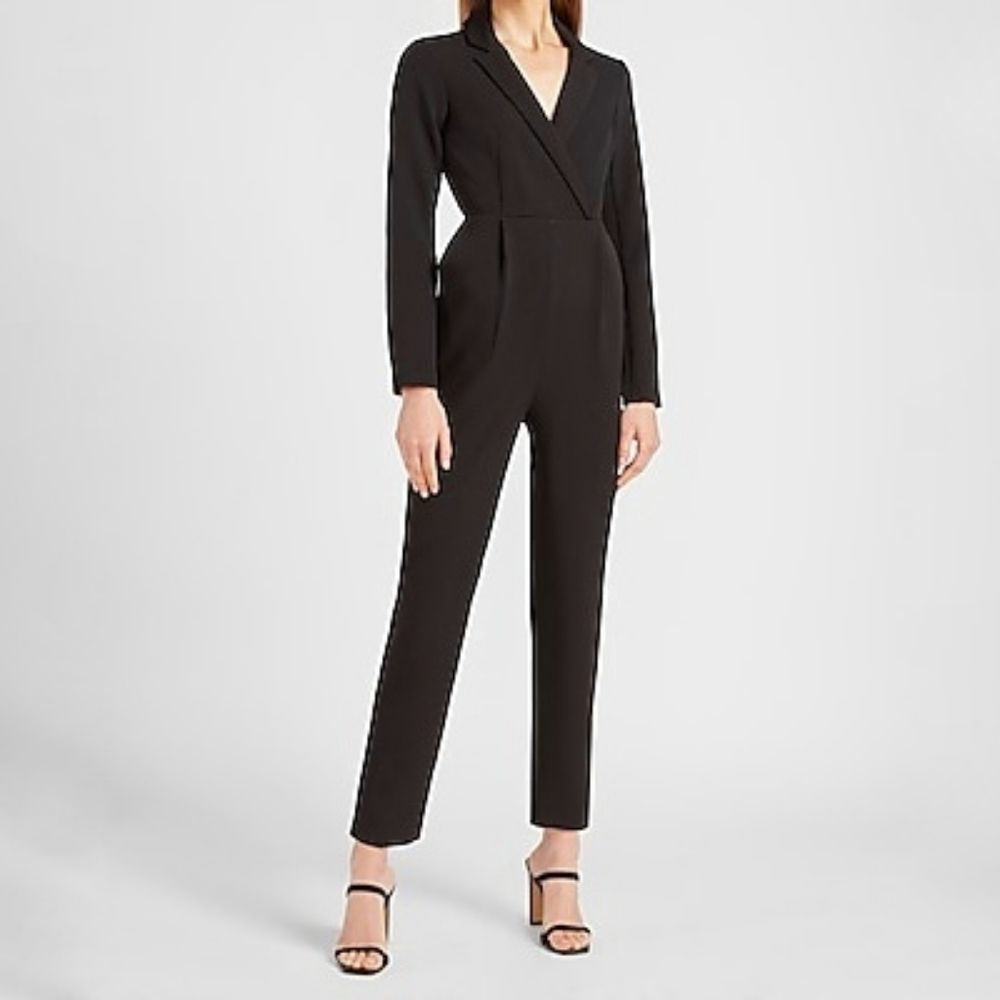 🆕️ Express Blazer Tailored Tapered Long Sleeve Slim Jumpsuit in Black
